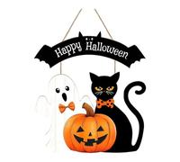 Ljmyy Halloween Decoration Cat Pumpkin Hanging Sign Halloween Front Door Welcome Signs Wall Plaques Home Window Wall Decors