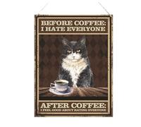 Ljmyy Vintage Black Cats Coffee Letters Sign Wall Decors Wood Hanging Plaques for Home Farmhouses Living Room Decoration