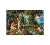 LJPENART Peter Paul Rubens Poster（The Garden of Eden with The Fall of Man） Painting On Canvas Wall Art Scroll Picture Print Living Room Walls Decor Homes 16x24inch(40x60cm)
