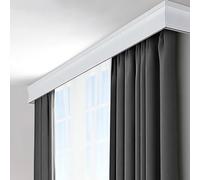 LJPZYOY Pelmet Box for Curtain Double Track, Decorative 3-in-1 Curtain Rod with Fittings, Living Room Bedroom Window Curtain Tracks(White-Ceiling,3.8m (12.5ft))
