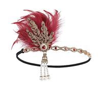 LJRPUPY 1920s Flapper Feather Headband Bridal Wedding Headdress Gatsby Hair Accessories for Women Girls