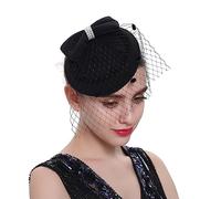 LJRPUPY Sinamay Fascinator Hat Church Party Headpiece Hat Tea Party Hat Weddings Elegant Headwear for Women Girls Black