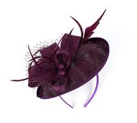 LJRPUPY Women’s Cocktail Fascinators Headband Tea Party Fascinator Hat Church Headpiece Hat Derby Fascinators Hat Purple
