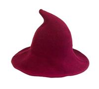 LJRPUPY Women's Halloween Witch Kinitted Hats Party Masquerade Cosplay Costume Accessory Daily Wide Brim Foldable Pointed Cap