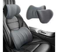 LJSDZLHY Car Seat Headrest Lumbar Support for Toyota GT 86 2013-2021,Breathable Comfortable 3D Memory Foam Car Lumbar Support Pillow and Car Neck Pillow Kit,A-Grey