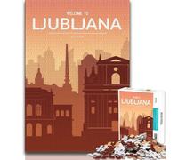 Ljubljana Slovenia 1000 Pieces Jigsaw Puzzles for Adults And Teens,Stress Reliever Difficult Challenge Enhance Love between Couples 38x26cm