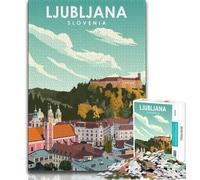 Ljubljana Slovenia Travel Puzzles for Teenagers Teens 1000pc Puzzle,Decompressing Intellectual Educational Toy Secret Santa Gifts 38x26cm