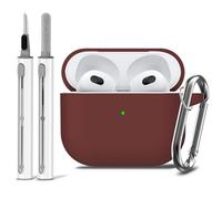 Ljusmicker for AirPods 3 Case Cover with Cleaner Kit,Soft Silicone Protective Cover for Apple AirPods 3rd Generation Charging Cases with Keychain,Shockproof AirPod 3rd Gen Case for Women Men-Wine Red