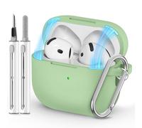 Ljusmicker for AirPods 4 Case 2024 with Magnetic Lid Lock,Soft Silicone Protective Cover for Apple AirPods 4th Generation Cases with Cleaner Kit,AirPod 4 Case with Keychain for Women Men-Pastel Green