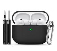 Ljusmicker for AirPods Pro 3 Case 2025 with Cleaner Kit,Black | Soft Silicone Protective Cover for Apple AirPod Pro 3rd Generation Case with Keychain for Women Men,Shockproof