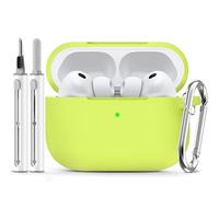 Ljusmicker for AirPods Pro 3 Case 2025 with Cleaner Kit,Silicone Protective Cover for Apple AirPods Pro 3rd Generation Case for Women Men,AirPod Pro 3 Cases Accessories with Keychain-Fluorescent Green