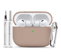 Ljusmicker for AirPods Pro 3 Case 2025 with Cleaner Kit,Soft Silicone Protective Cases for Apple AirPods Pro 3rd Generation Case for Women Men,AirPod Pro 3 Cases Cover Accessories with Keychain-Brown