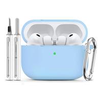 Ljusmicker for AirPods Pro 3 Case 2025 with Cleaner Kit,Soft Silicone Protective Cover for Apple AirPods Pro 3rd Generation Cases for Women Men,AirPod Pro 3 Case Accessories with Keychain-Sky Blue