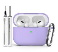 Ljusmicker for AirPods Pro Case Cover with Cleaner Kit,Silicone Protective Cover for Apple AirPod Pro 2nd/1st Generation Cases for Women Men,AirPods Pro 2/Pro Case Accessories with Keychain-Purple