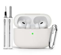 Ljusmicker for AirPods Pro Case Cover with Cleaner Kit,Soft Silicone Protective Cases for Apple AirPod Pro 2nd/1st Generation Case for Women Men,AirPods Pro 2 Case Accessories with Keychain-Stone