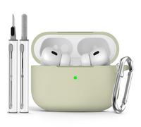 Ljusmicker for AirPods Pro Case Cover with Cleaner Kit,Soft Silicone Protective Cover for Apple AirPod Pro 2nd/1st Generation Cases for Women Men,AirPods Pro 2 Case Accessories with Keychain-Khaki