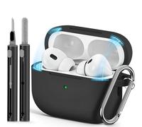 Ljusmicker for AirPods Pro Case Cover with Magnetic Lock,Black | Silicone Protective Cover for Apple AirPods Pro 2nd/1st Generation Case with Cleaner Kit & Keychain for Women Men,Shockproof