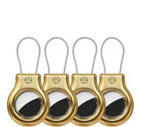 Ljusmicker for Metal Airtag Holder with Secure Lock,Waterproof Airtag Keychain for Apple Airtags,Air Tags-4 Pack, Air tag Case Accessories for GPS Item Finder Tracker Luggage, Bag,Key,Pet,Gold