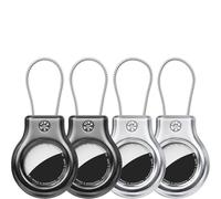 Ljusmicker for Metal Airtag Holder with Secure Lock,Waterproof Airtag Keychain for Apple Airtags,Air Tags-4 Pack, Air tag Case Accessories for Luggage, Bag,Key,Pet,Black/Black/Silver/Silver