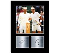 LJW Prints Tennis Players Roger Federer And Rafael Nadal A4 Print Signed Autograph Photo Display Mount Poster Gift For Tennis Fans