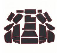 LJWAN Car Door Slot Pads Set for Ford Focus 2015-2018, Non-Slip Dust-Proof Rubber Mats Interior Cup Holder Storage Tray Organiser Accessories,Red