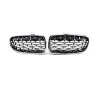 LJWAN Front Bumper Grille Mesh for BMW 3 Series F30 2012-2019, Front Hood Bumper Grille Grill Front Kidney Double Slat Grill Grille Car Accessories,All silver