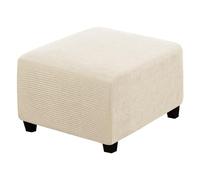 LJWDYS 4 Sizes Square Footstool Cover, Super Soft Stretch Ottoman Pouffe Slipcovers (Color : Beige, Size : XXL)