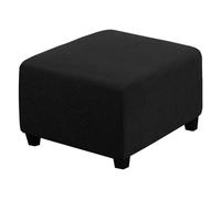 LJWDYS 4 Sizes Square Footstool Cover, Super Soft Stretch Ottoman Pouffe Slipcovers (Color : Black, Size : Large)