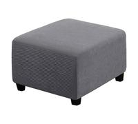 LJWDYS 4 Sizes Square Footstool Cover, Super Soft Stretch Ottoman Pouffe Slipcovers (Color : Gray, Size : Large)