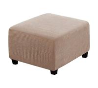 LJWDYS 4 Sizes Square Footstool Cover, Super Soft Stretch Ottoman Pouffe Slipcovers (Color : Kahki, Size : Medium)