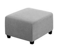 LJWDYS 4 Sizes Square Footstool Cover, Super Soft Stretch Ottoman Pouffe Slipcovers (Color : LightGray, Size : Large)