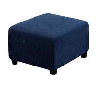 LJWDYS 4 Sizes Square Footstool Cover, Super Soft Stretch Ottoman Pouffe Slipcovers (Color : NavyBlue, Size : Large)