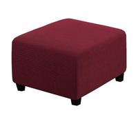 LJWDYS 4 Sizes Square Footstool Cover, Super Soft Stretch Ottoman Pouffe Slipcovers (Color : Red, Size : Large)