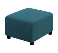 LJWDYS 4 Sizes Square Footstool Cover, Super Soft Stretch Ottoman Pouffe Slipcovers (Color : Teal, Size : Large)