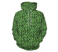 LJWWEI Leopard Print Casual Hoodies Neon Green Cute Custom Loose Hoodie Winter Long Sleeve Streetwear Oversize Top