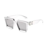 LJWWEI Retro Square Women Sunglasses Colorful Eyewear Shades UV400 Men Silver Mirror Sun Glasses