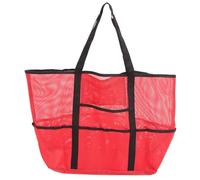 LjwZekyrnt Mesh Beach Bag with 8 Pockets Large Capacity Portable Handle Mesh Pool Bag for Vacation Swimming (Red)