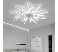 LJX Ceiling Fans with Lights and Remote APP Control Reversible DC Large Ceiling Fans with Lamps Dimmable 6 Speed Fan Light for Living Room Bedroom, White, 92cm