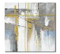 LJXDUBAF Contemporary Gold Leaf Abstract Canvas Print - Textured Wall Art for Hallway and Luxury Living Room Decor