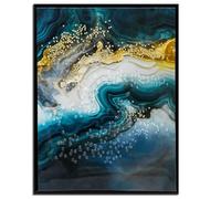 LJXDUBAF Framed Geode Wall Art Black White Gold Abstract Canvas Prints, Crystal Texture Stone Pattern Wall Pictures for Living Room Bedroom Office Wall Decor