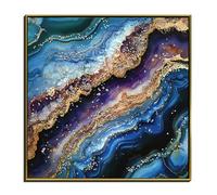 LJXDUBAF Framed Geode Wall Art Black White Gold Abstract Canvas Prints, Crystal Texture Stone Pattern Wall Pictures for Living Room Bedroom Office Wall Decor