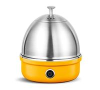 LJXiioo Stainless Steel Electric Egg Cooker with Auto Shut Off Up to 7 Eggs, Buzzer and Stainless Steel Tray for Soft, Medium, Hard Boiled, Poached, Custard,B