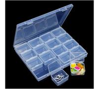 LJY 1 Set Bead Storage Box with Outer Case 21 x 17.5 x 2.7 cm - Clear Small Plastic Containers with Lids for Diamond Art Accessories, Crafts and Hardware Sorting