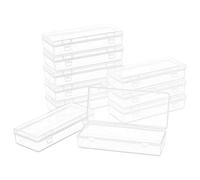 LJY 10 Pack White Plastic Storage Boxes with Lids 15.5 x 6.5 x 3 cm - Clear Rectangular Small Containers for Diamond Art Accessories, Beads, DIY Crafts and Hardware, Stackable Organiser (Clear)