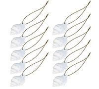 LJY 10 Pcs White Resin Conch Shells with Hanging Cords 5 cm, Artificial Seashells for Christmas Tree Decoration, Wedding Party, Home Decor and DIY Crafts, Odourless Seaside Ornaments