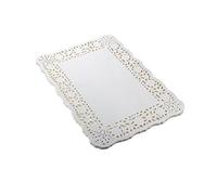 LJY 100 Pcs Square Paper Doilies White (10.5×14.5 in) - Lace Doyleys for Arts and Crafts, DIY Wedding Decor, Scrapbooking, Table Settings and Party Placemats