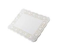 LJY 100 Pcs Square Paper Doilies White (12×16 in) - Lace Doyleys for Arts and Crafts, DIY Wedding Decor, Scrapbooking, Table Settings and Party Placemats