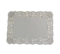 LJY 100 Pcs Square Paper Doilies White (7x9.5 in) - Lace Doyleys for Arts and Crafts, DIY Wedding Decor, Scrapbooking, Table Settings and Party Placemats