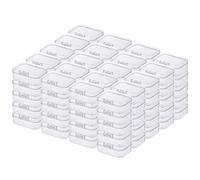 LJY 100 Pieces Rectangular Empty Mini Clear Plastic Organizer Storage Box Containers with Hinged Lids (55 x 40 x 20 mm, Transparent)