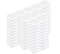 LJY 100 Pieces Square Mini Clear Plastic Storage Containers Box Case with Lids for Small Items and Other Craft Projects (45 x 45 x 20 mm, Transparent)
